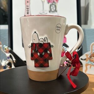 Snoopy Plaid Mug with Red Bow